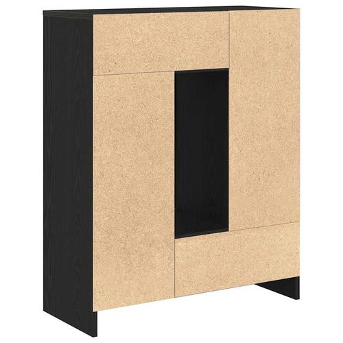 Skænk med skuffer og låger 73x31x90 cm sort egetræ