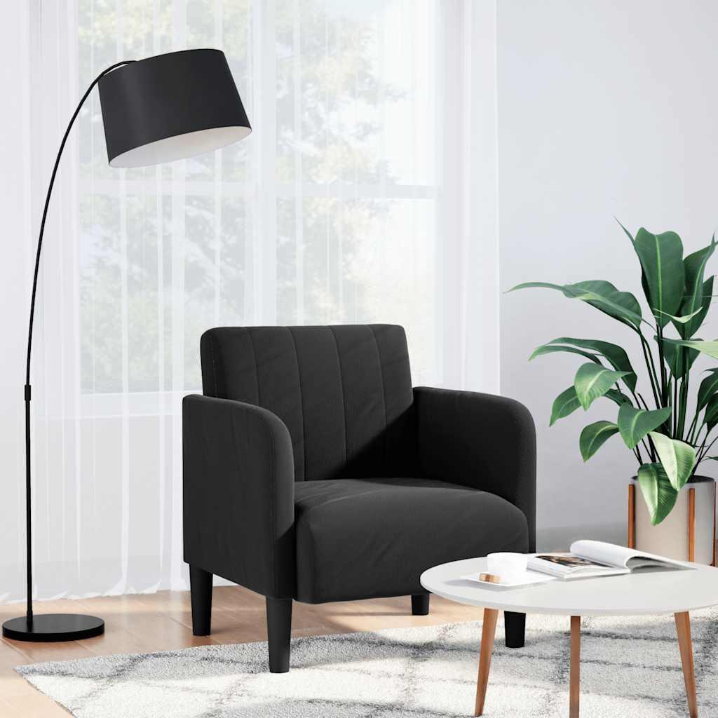 Sofastol Med Armlæn 54 Cm Fløjl - Sort