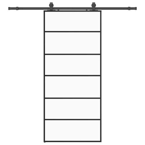 Skydedør med hardwaresæt 90x205 cm ESG glas sort