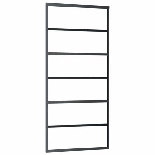 Skydedør med hardwaresæt 90x205 cm ESG glas sort