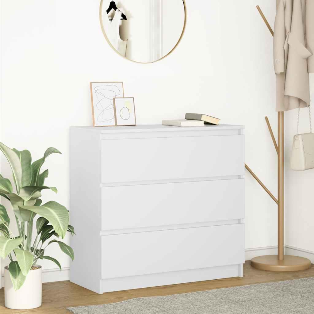 Skænk 80×35×76 cm i hvidt konstrueret træ - 3 skuffer
