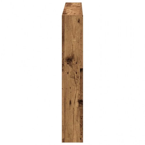 Sengegavl med opbevaring og LED-lys 140 x 17 x 102 cm - antikt træ