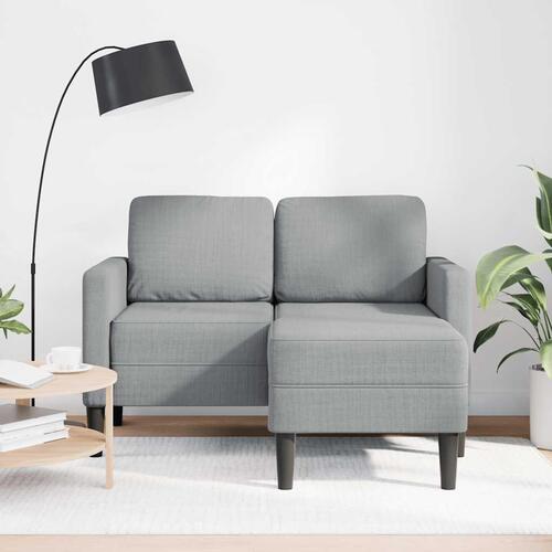2-personers sofa med chaiselong L-formet 125 cm stof lysegrå