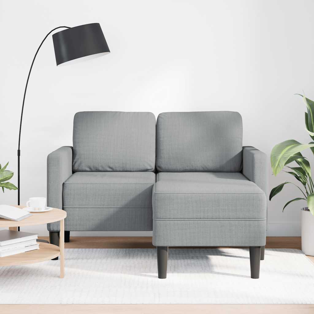 2-personers sofa med chaiselong L-formet 125 cm stof lysegrå