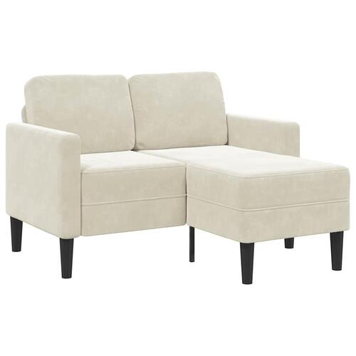 2-personers sofa med chaiselong L-formet 125 cm fløjl creme