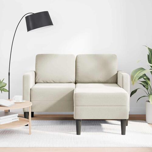 2-personers sofa med chaiselong L-formet 125 cm fløjl creme