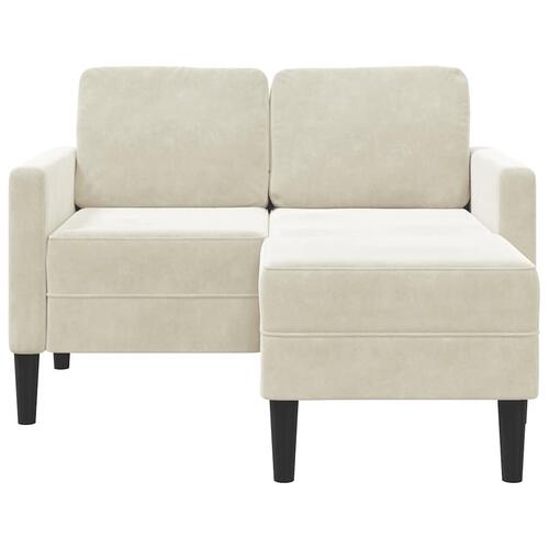 2-personers sofa med chaiselong L-formet 125 cm fløjl creme