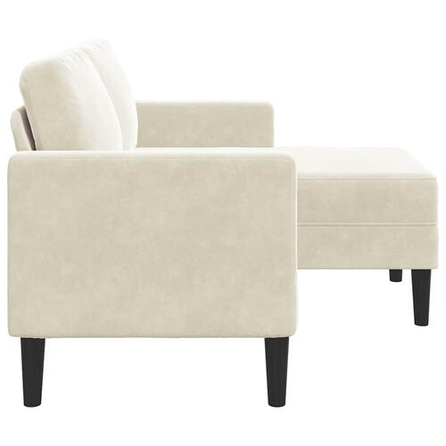 2-personers sofa med chaiselong L-formet 125 cm fløjl creme