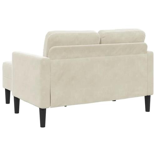 2-personers sofa med chaiselong L-formet 125 cm fløjl creme