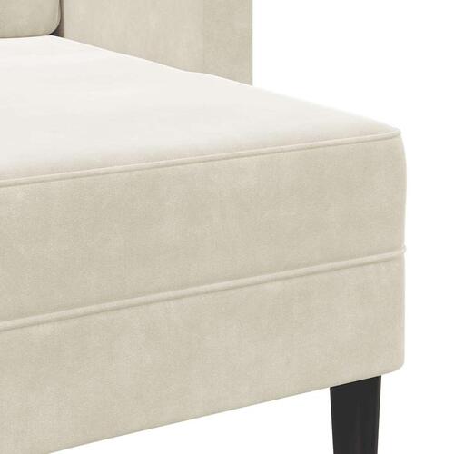 2-personers sofa med chaiselong L-formet 125 cm fløjl creme