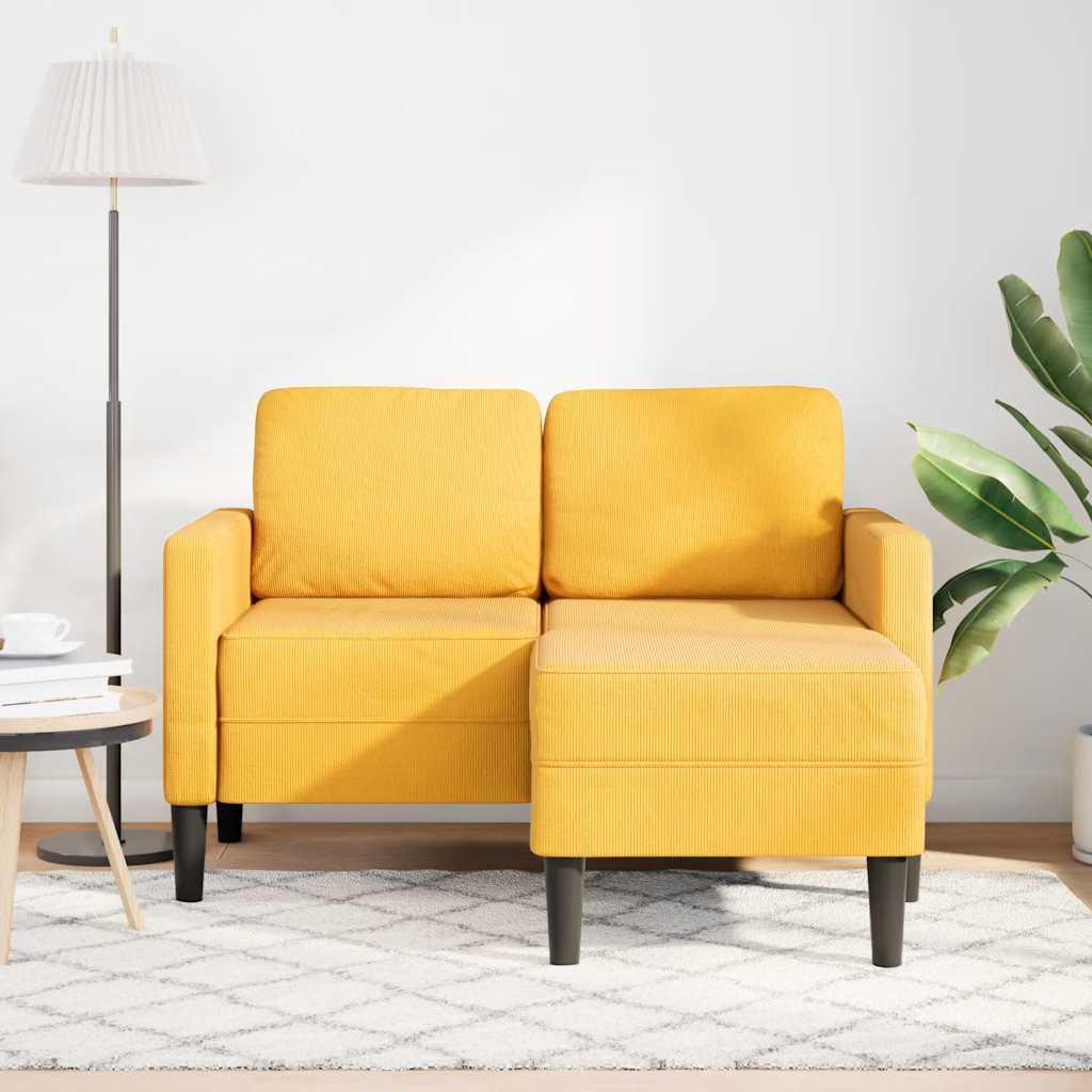 2 Personers Sofa Med Chaiselong L Formet 125 Cm Linned Lysegul