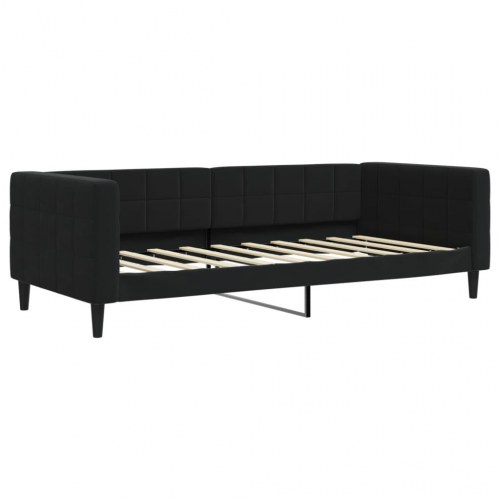 Daybed 90x190 cm i velour - sort sengeramme til gæsteseng/sovesofa