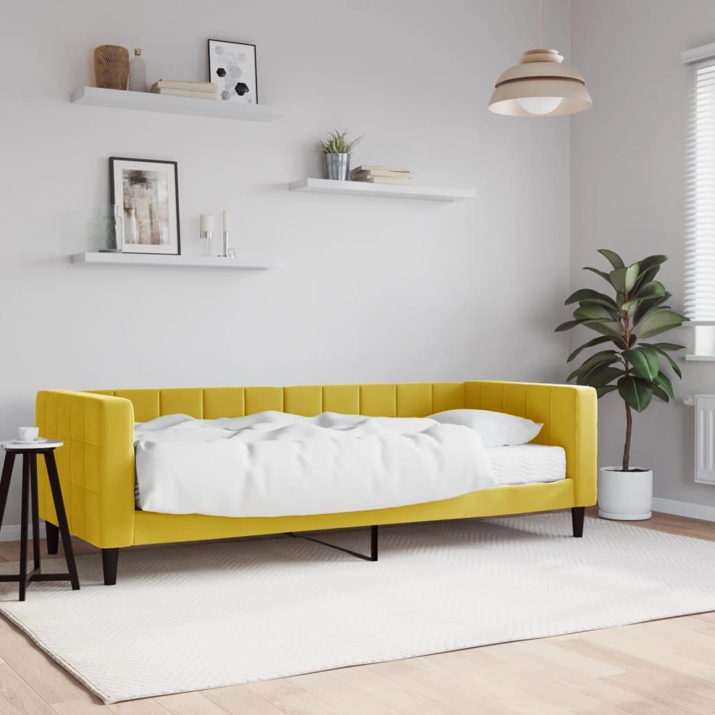 Daybed Velour Gul - med madras / 80 x 200 cm