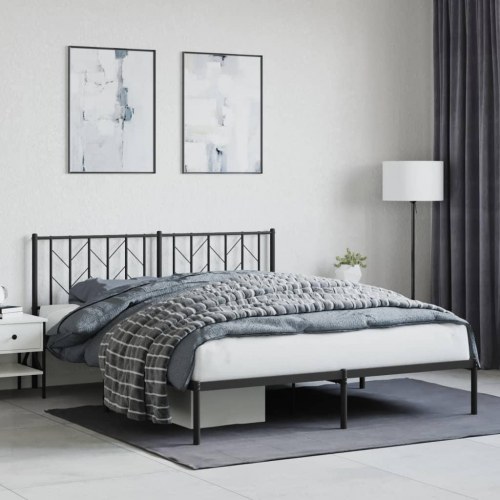 Sengeramme med sengegavl 160x200 cm metal sort