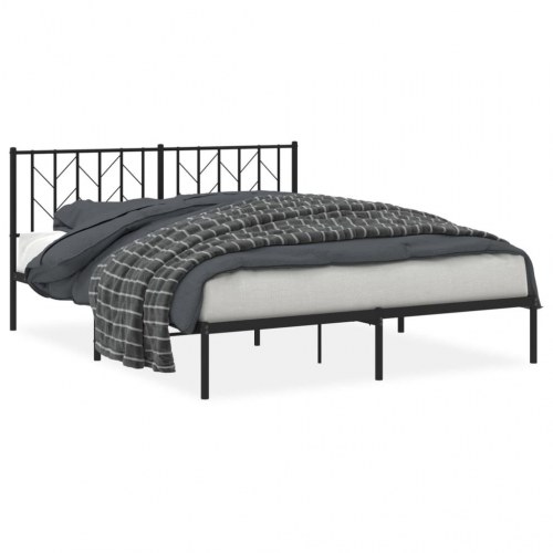 Sengeramme med sengegavl 160x200 cm metal sort