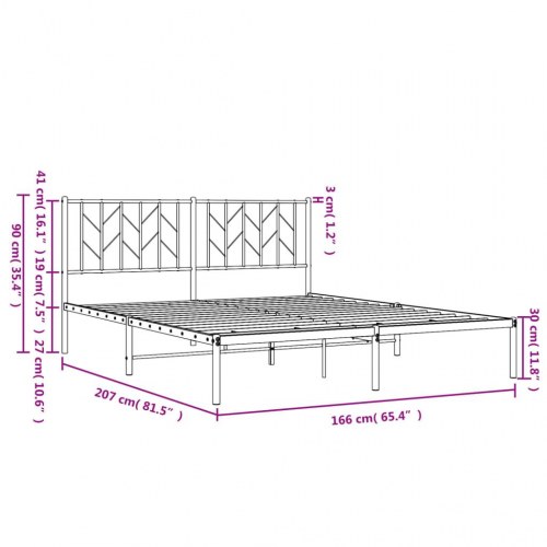 Sengeramme med sengegavl 160x200 cm metal sort