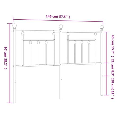 Sengegavl 140 cm metal hvid