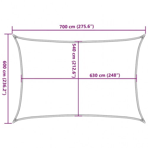 Solsejl 6 × 7 m - 160 g/m² HDPE, lysegrøn