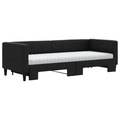 Daybed med udtræk og madras 80x200 cm stof sort