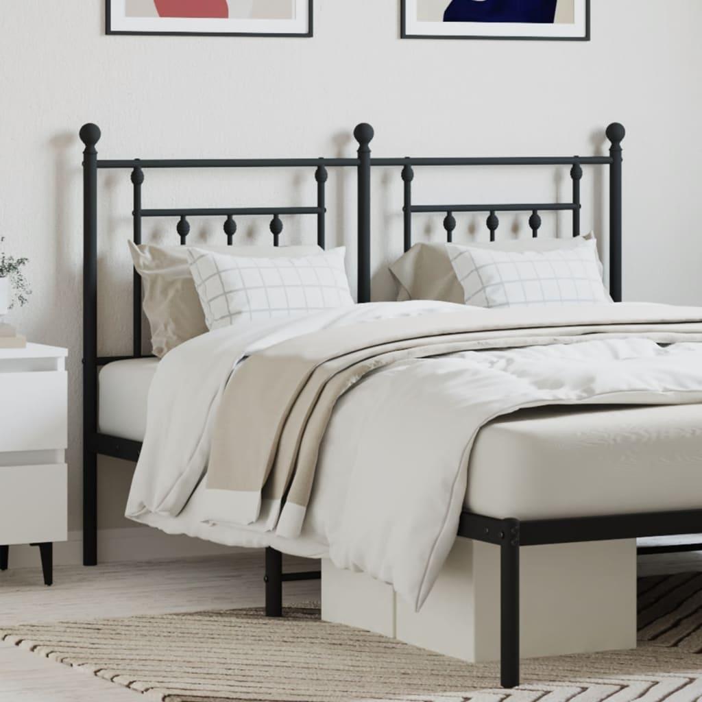 Sengegavl i metal 140 cm - sort, klassisk design