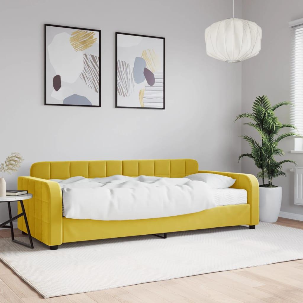 Daybed Velour Gul - med madras / 90 x 200 cm