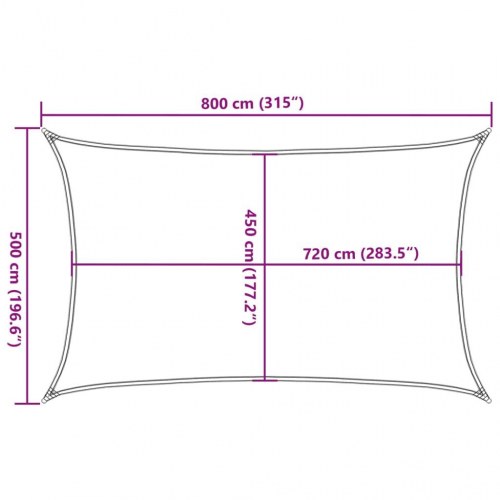 Solsejl i HDPE 5 × 8 m - rød, 160 g/m² rektangulært