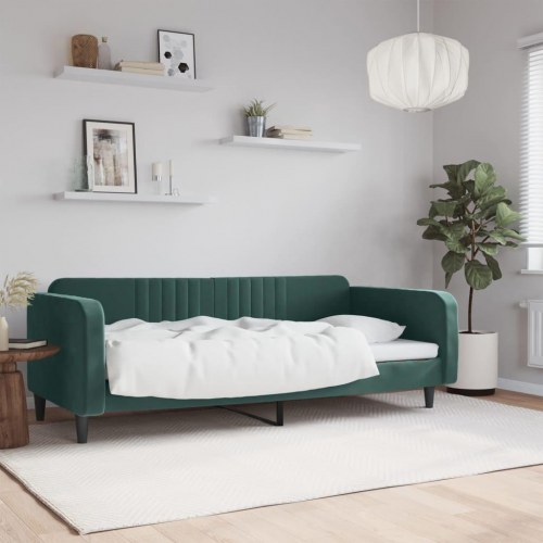 Daybed 100 × 200 cm i velour - mørkegrøn sovesofa