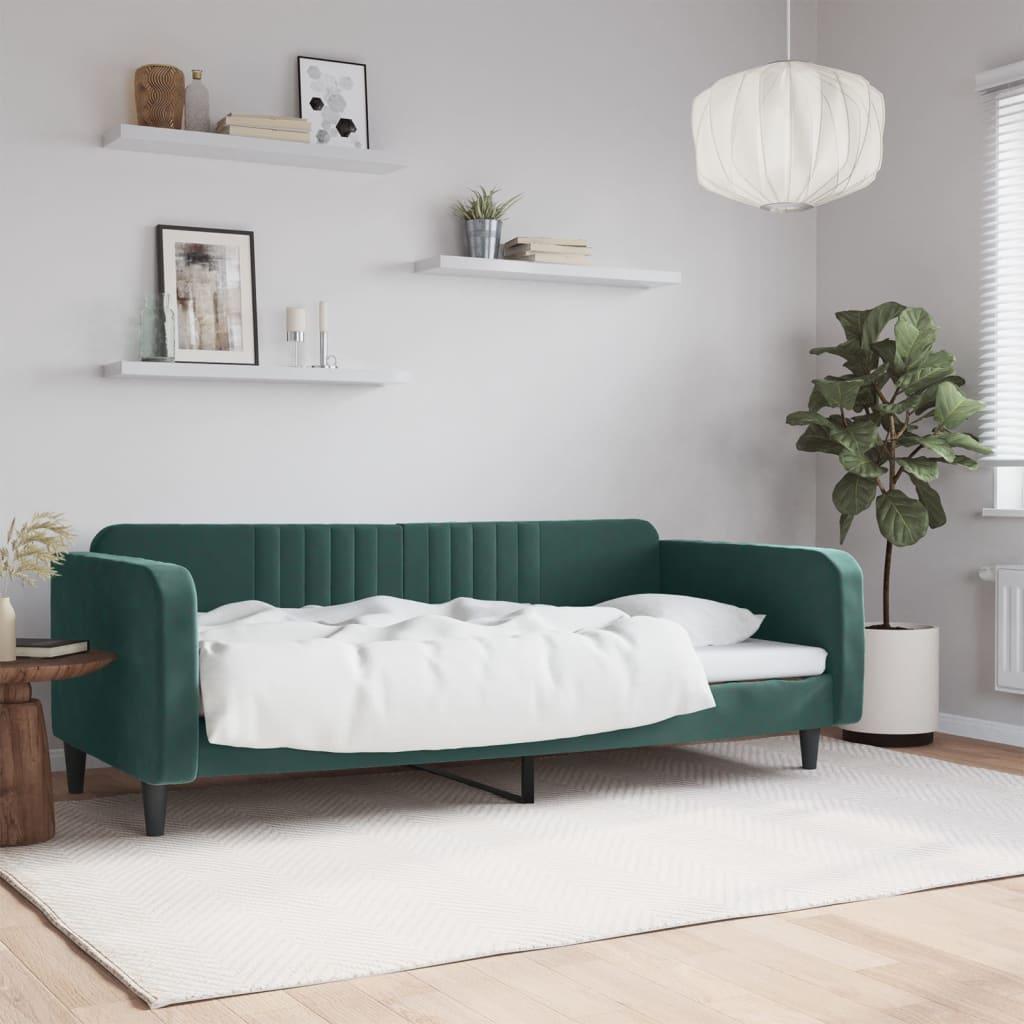 Daybed Velour Mørkegrøn - uden madras / 100 x 200 cm