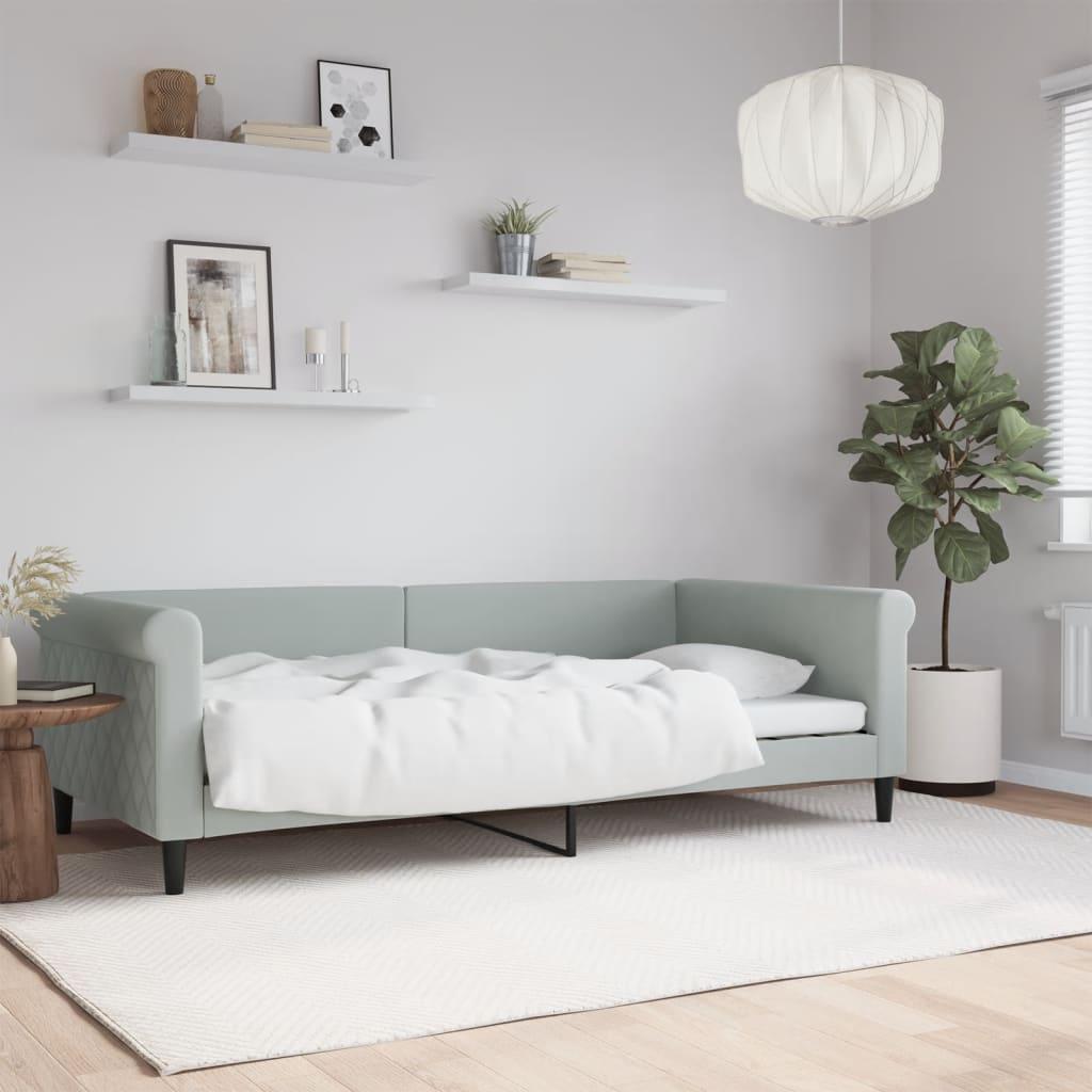Daybed Velour Lysegrå - uden madras / 100 x 200 cm