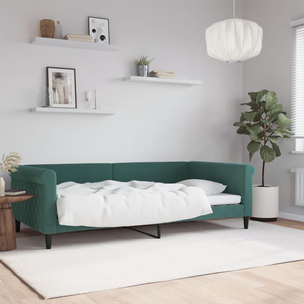 Daybed Velour Mørkegrøn - uden madras / 100 x 200 cm