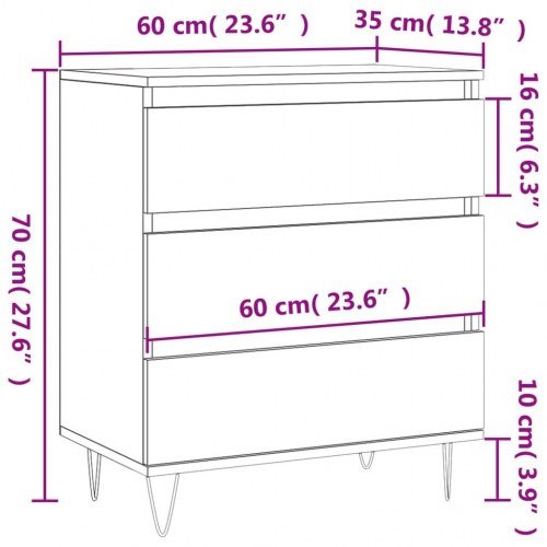 Skænk 60x35x70 cm konstrueret træ brun egetræsfarve