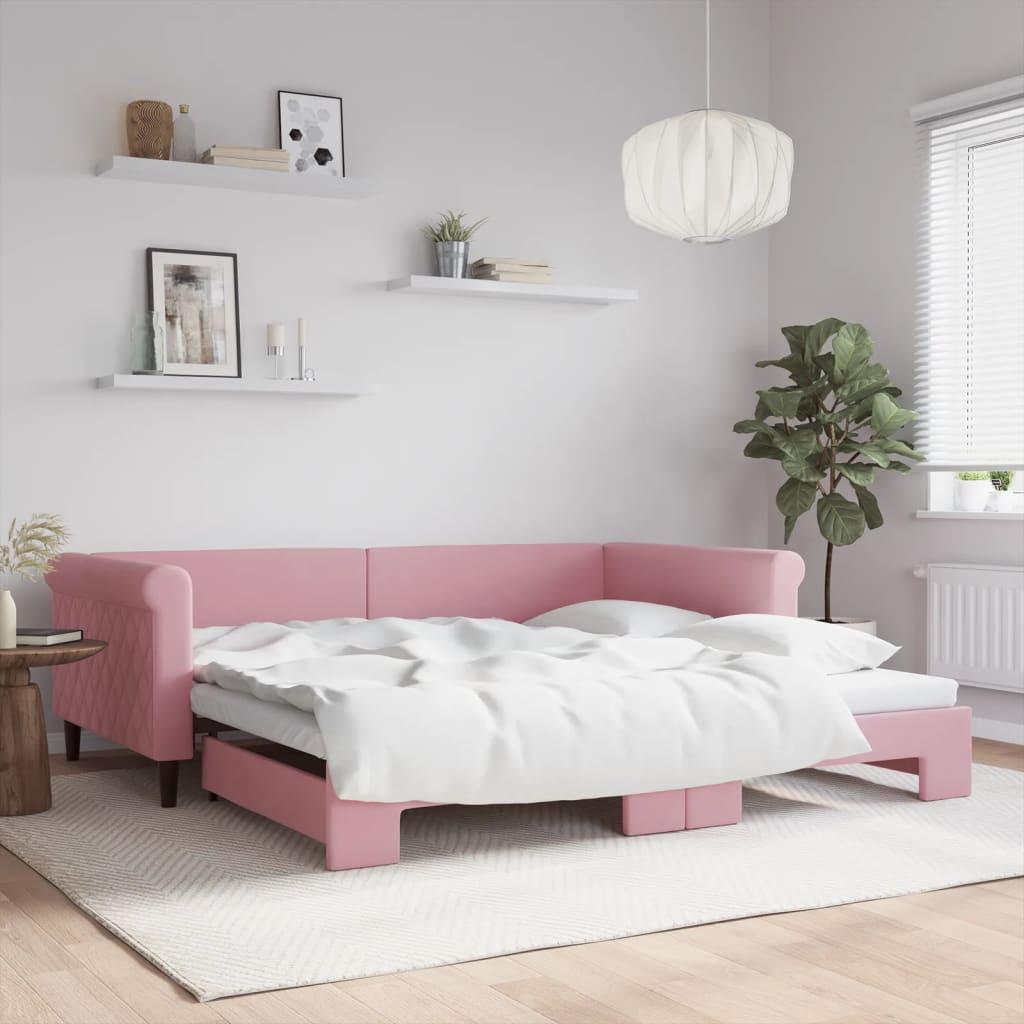vidaXL daybed med udtræk 100x200 cm velour lyserød