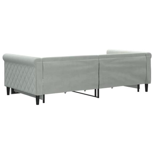 Daybed med udtræk og skuffer 100x200 cm velour lysegrå