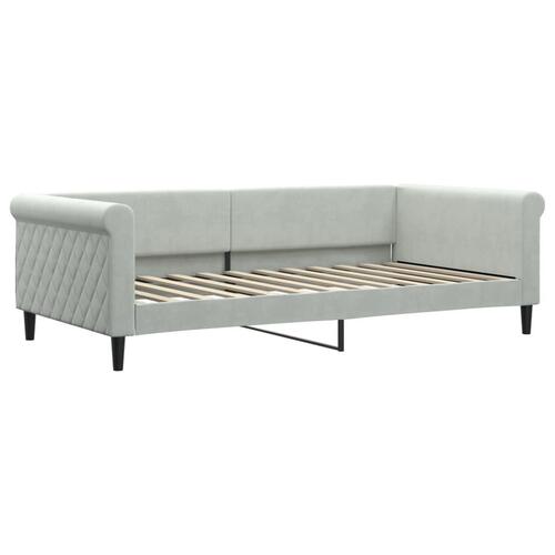 Daybed med udtræk og skuffer 100x200 cm velour lysegrå