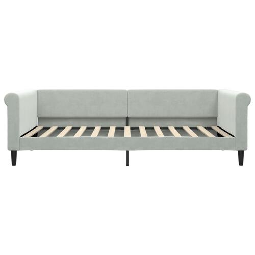 Daybed med udtræk og skuffer 100x200 cm velour lysegrå