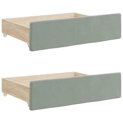 Daybed med udtræk og skuffer 100x200 cm velour lysegrå
