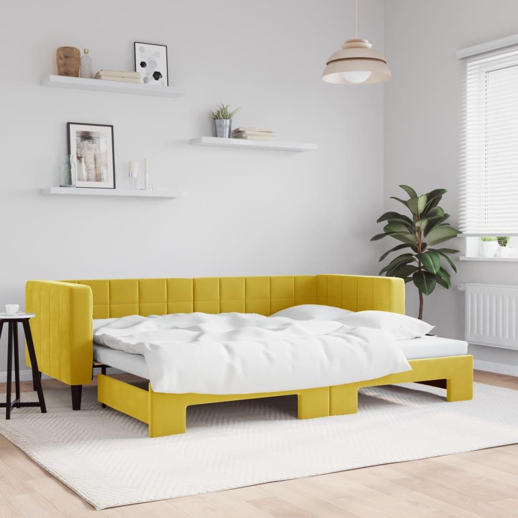 Daybed Velour Gul - med udtræk / 80 x 200 cm
