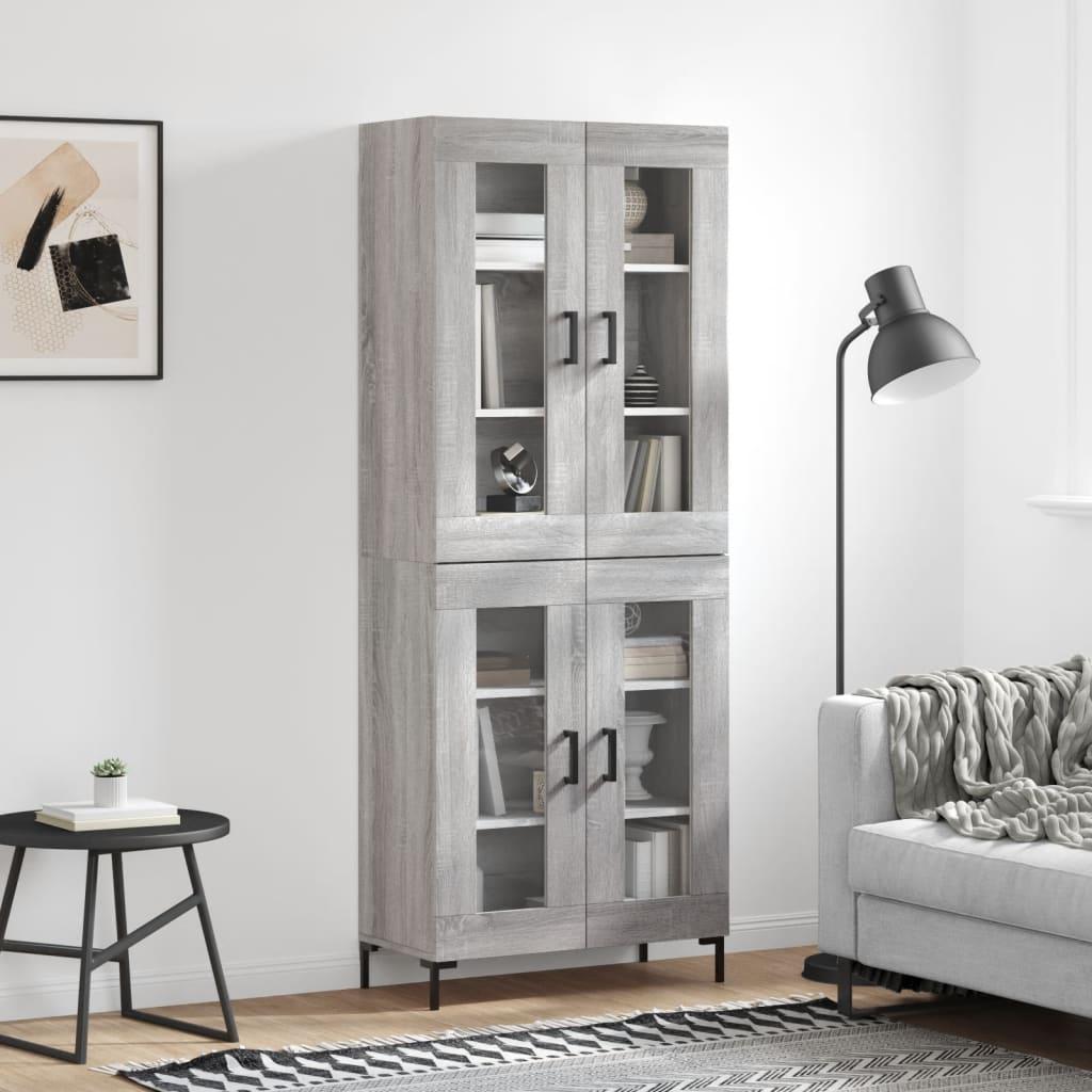 Højskab 69,5x34x180 cm konstrueret træ grå sonoma-eg