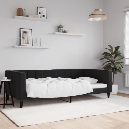Daybed 100×200 cm i velour - sort sengeramme/sovesofa