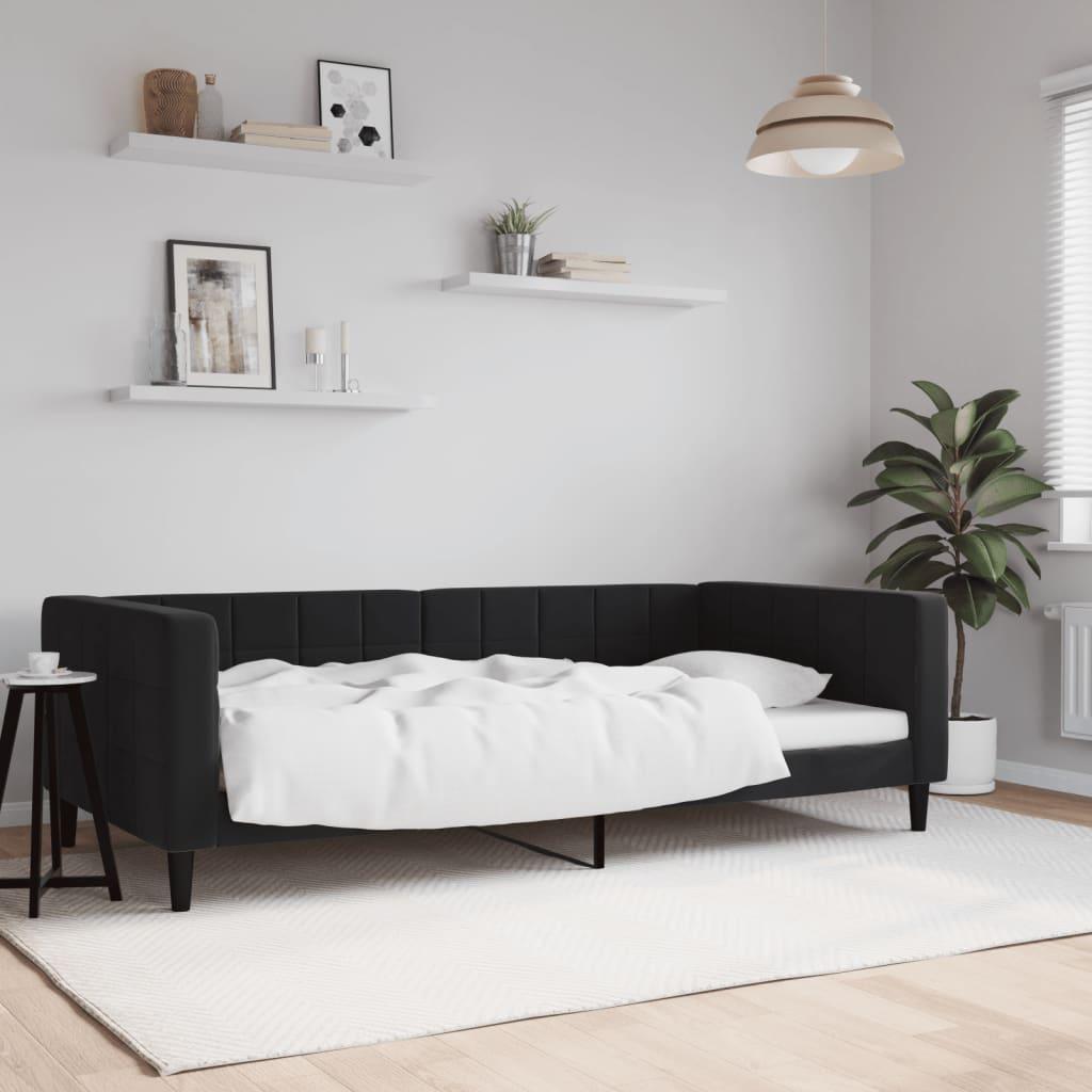 Daybed 100×200 cm i velour - sort sengeramme/sovesofa
