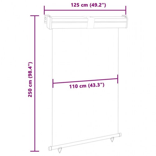 Sidemarkise til altan 125×250 cm - blå