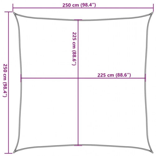 Solsejl 2,5x2,5 m 160 g/m² HDPE lysegrøn