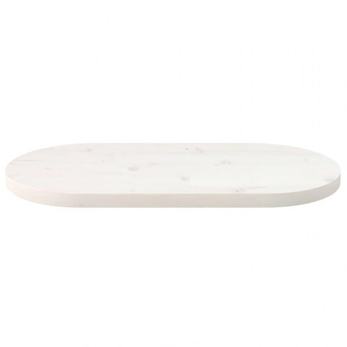 Bordplade 80x40x2,5 cm oval massivt fyrretræ hvid