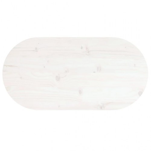 Bordplade 80x40x2,5 cm oval massivt fyrretræ hvid