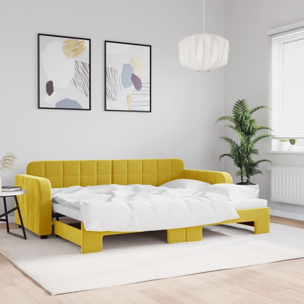 Daybed Velour Gul - med udtræk / 80 x 200 cm