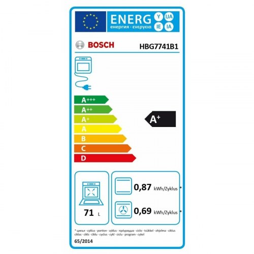 Indbygningsovn med pyrolyse BOSCH HBG7741B1 71 l - sort