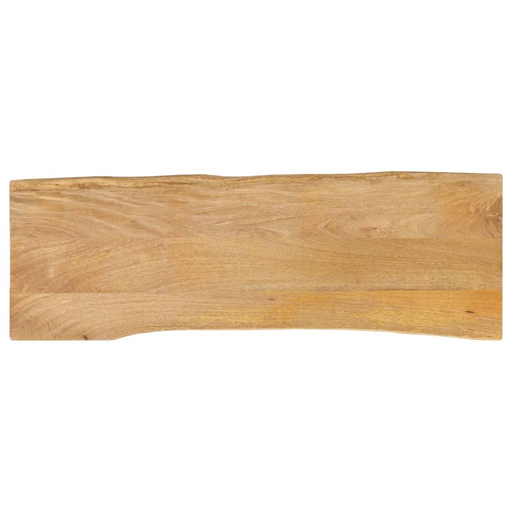 Bordplade i massivt mangotræ med naturlig kant - 110 x 40 x 2,5 cm