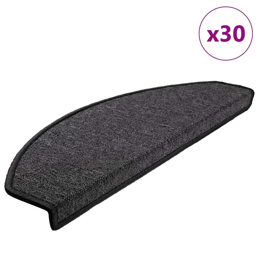 Trappemåtter halvrunde - 30 stk., 65 × 24 × 4 cm, antracit