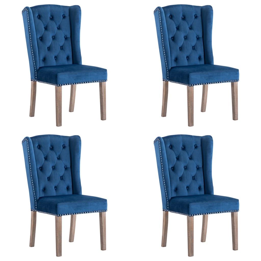 Spisebordsstole 4 stk. velour blå