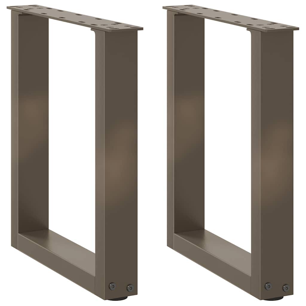 Sofabordsben U-formet 2 stk. naturstål 38 x (42-43) cm stål